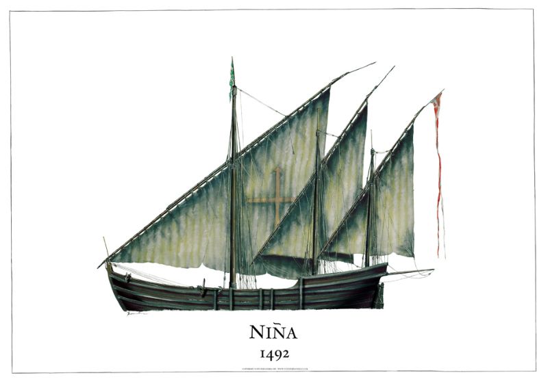 Columbus Ship Print Nina 1492 by Tony Fernandes